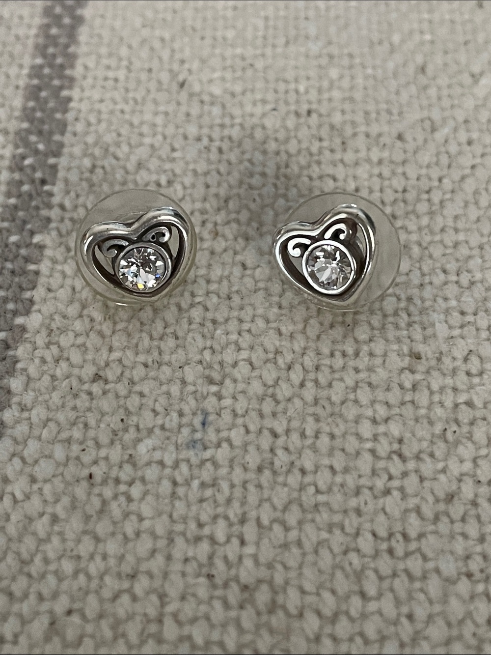 Brighton Silver Heart Stud Earrings with Clear Crystal